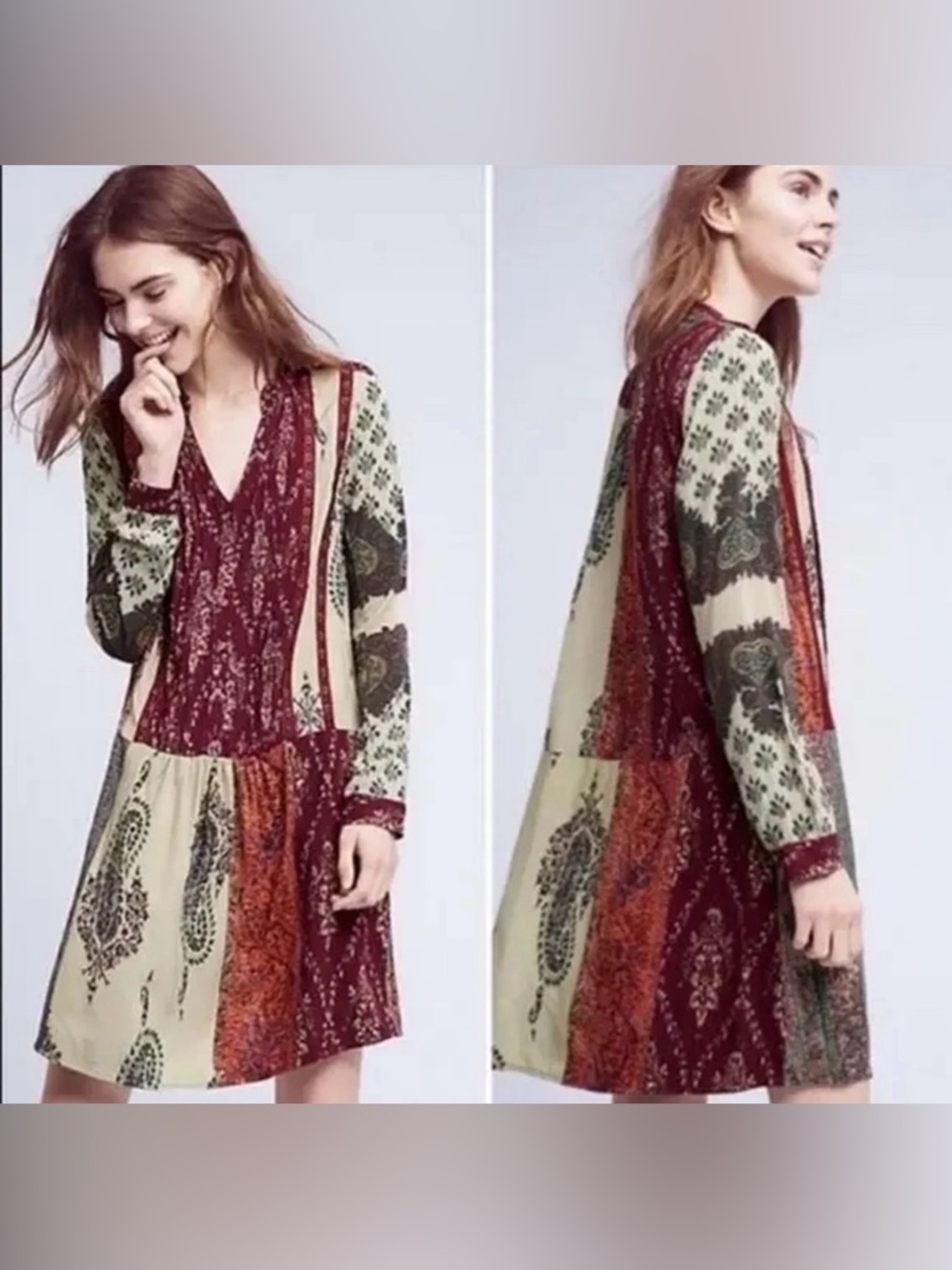 ✨ Anthropologie Tiny Patchwork Boho Mini‎ Dress M Festival ✨